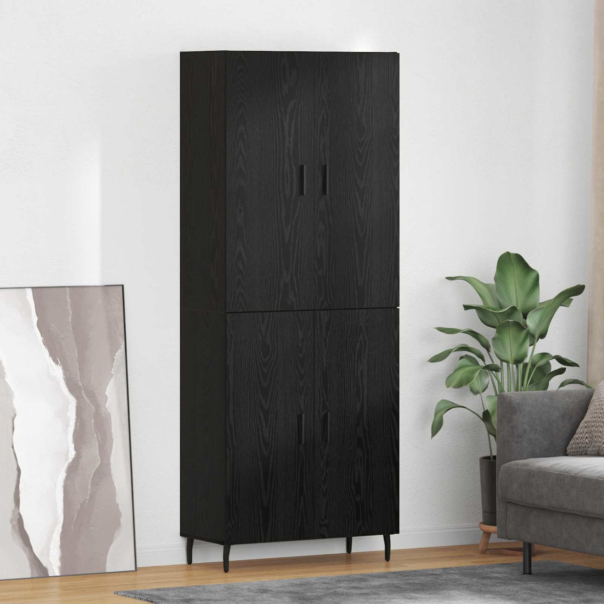 Highboard 69.5x34x180 cm Engineered Wood 2 Doors Black oak