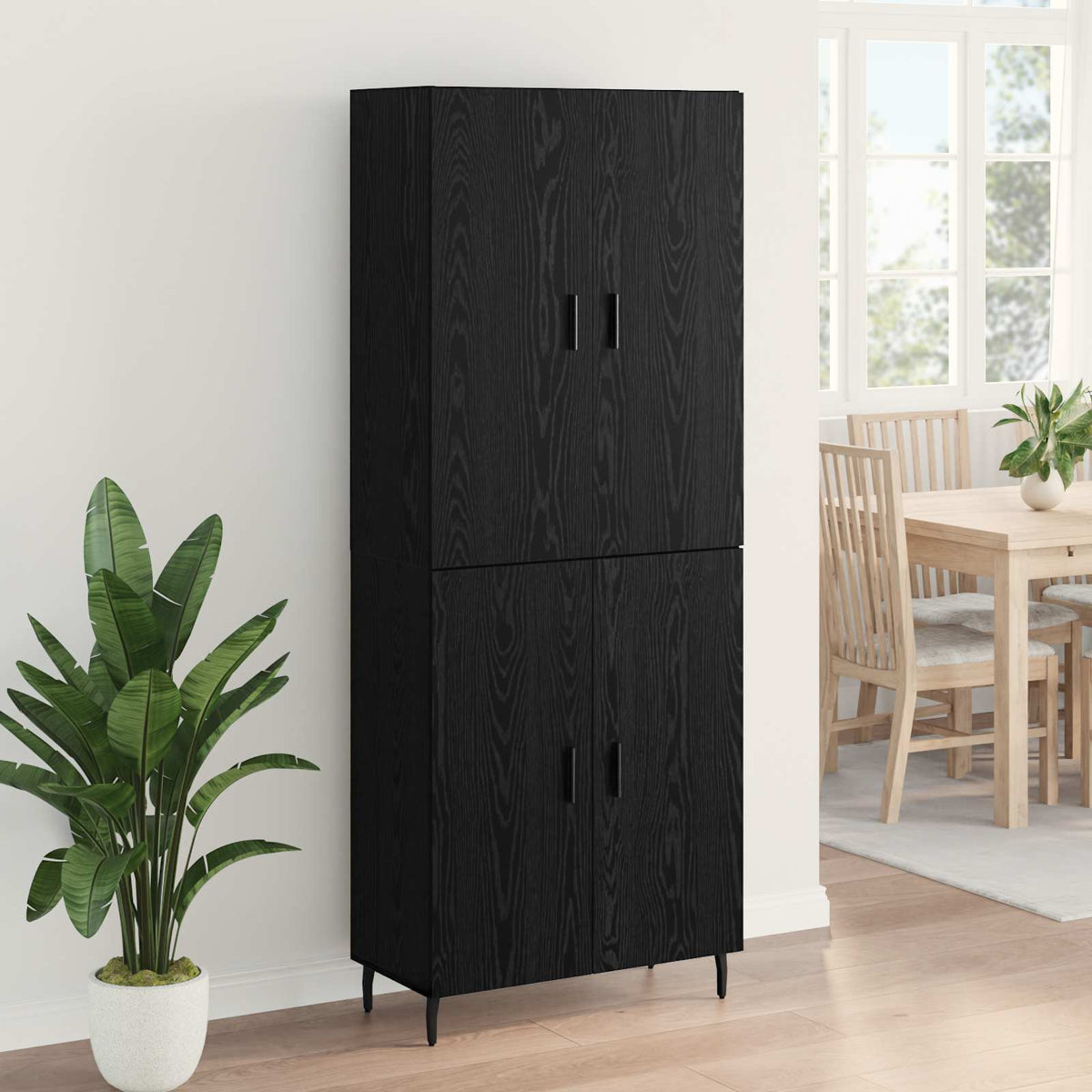 Highboard 69.5x34x180 cm Engineered Wood 2 Doors Black oak