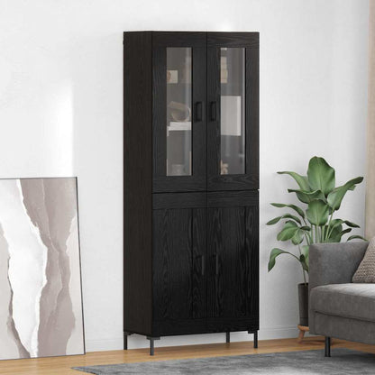 Highboard 69.5x34x180 cm Engineered Wood 2 Wood Doors Black oak