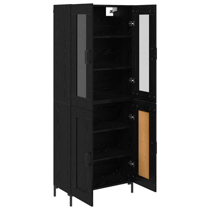 Highboard 69.5x34x180 cm Engineered Wood 2 Wood Doors Black oak