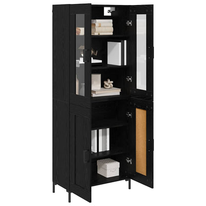Highboard 69.5x34x180 cm Engineered Wood 2 Wood Doors Black oak