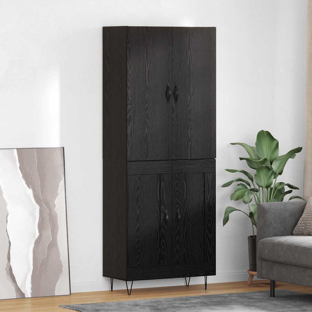Highboard 69.5x34x180 cm Engineered Wood 2 Wood Doors Black oak