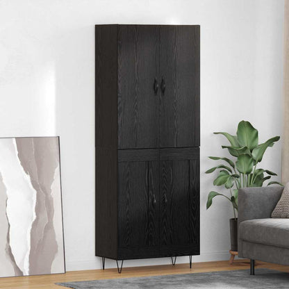 Highboard 69.5x34x180 cm Engineered Wood 2 Wood Doors Black oak