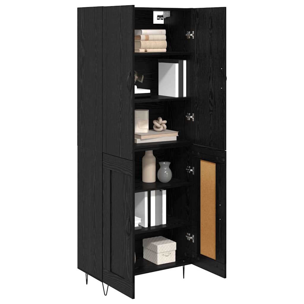 Highboard 69.5x34x180 cm Engineered Wood 2 Wood Doors Black oak