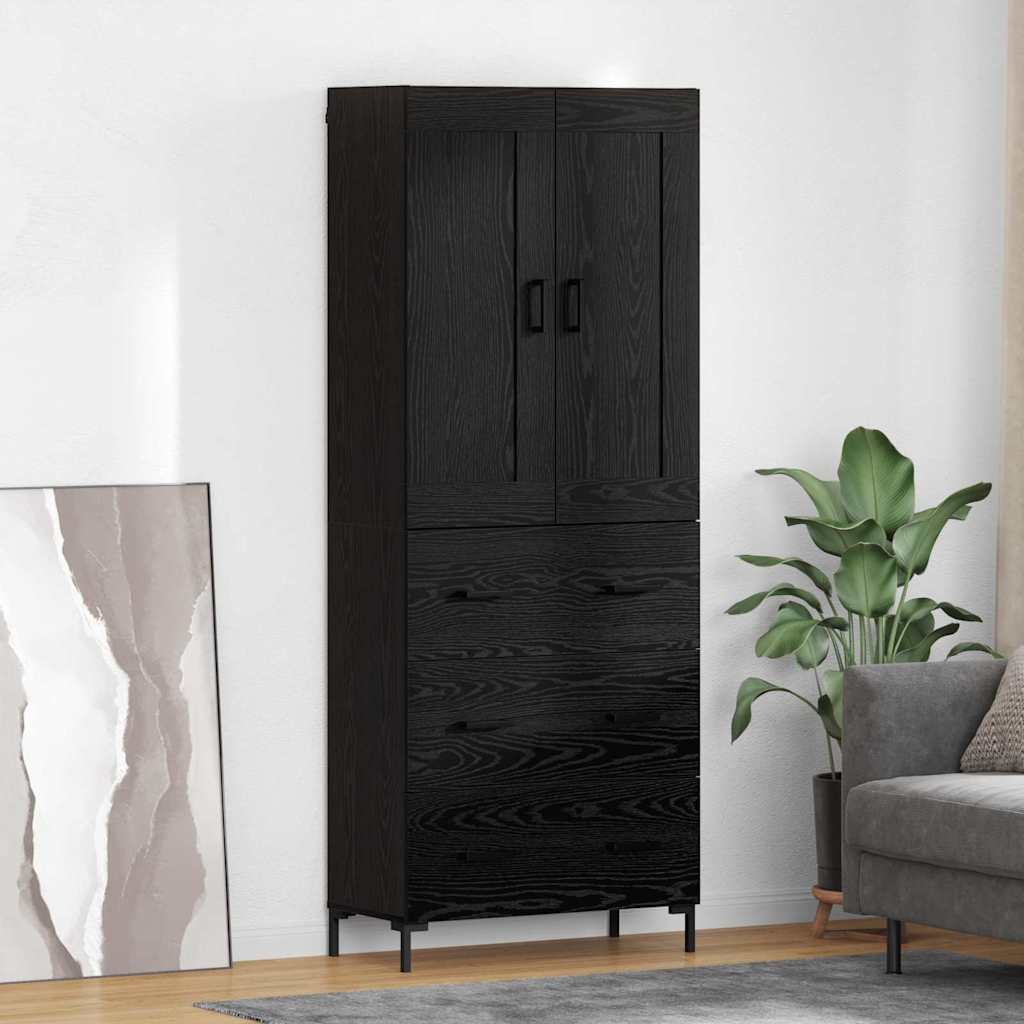 Highboard 69.5x34x180 cm Engineered Wood 3 Drawers Black oak