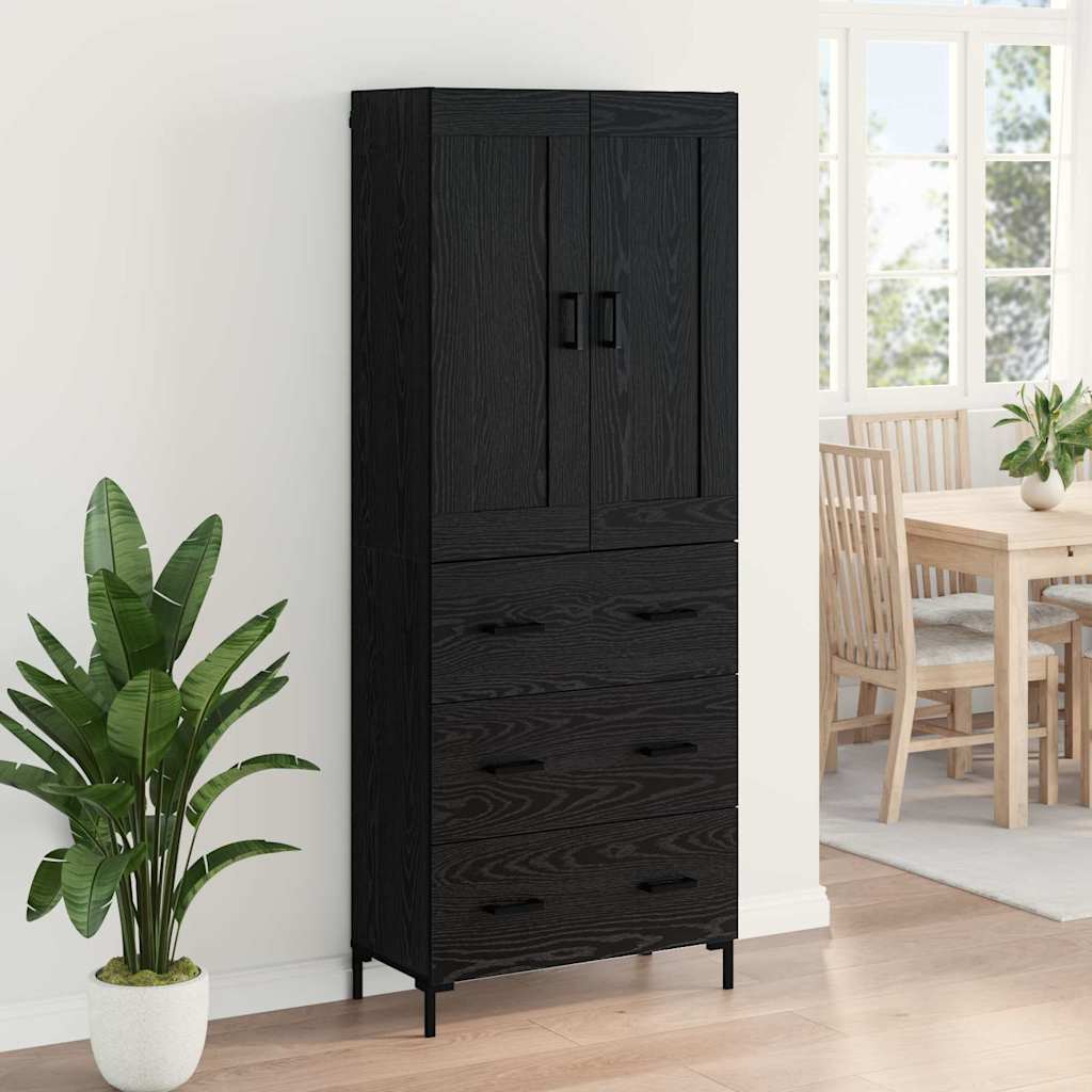 Highboard 69.5x34x180 cm Engineered Wood 3 Drawers Black oak