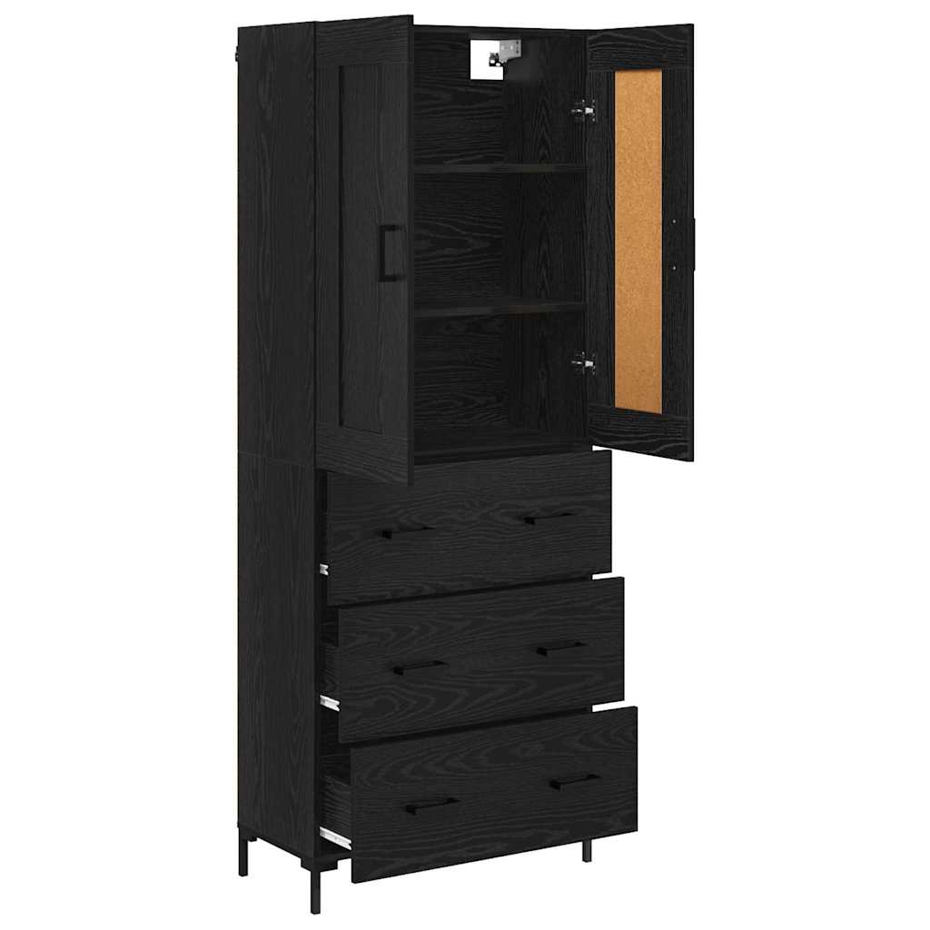 Highboard 69.5x34x180 cm Engineered Wood 3 Drawers Black oak