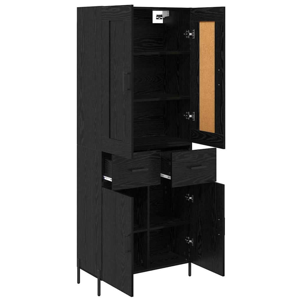 Highboard 69.5x34x180 cm Engineered Wood 2 Doors 2 Drawers Black oak