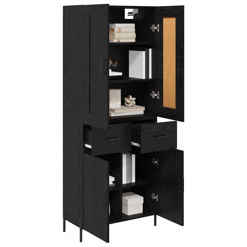 Highboard 69.5x34x180 cm Engineered Wood 2 Doors 2 Drawers Black oak