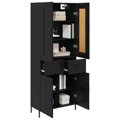 Highboard 69.5x34x180 cm Engineered Wood 2 Doors 2 Drawers Black oak