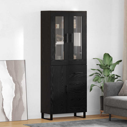 Highboard 69.5x34x180 cm Engineered Wood 1 Door 3 Drawers Black oak