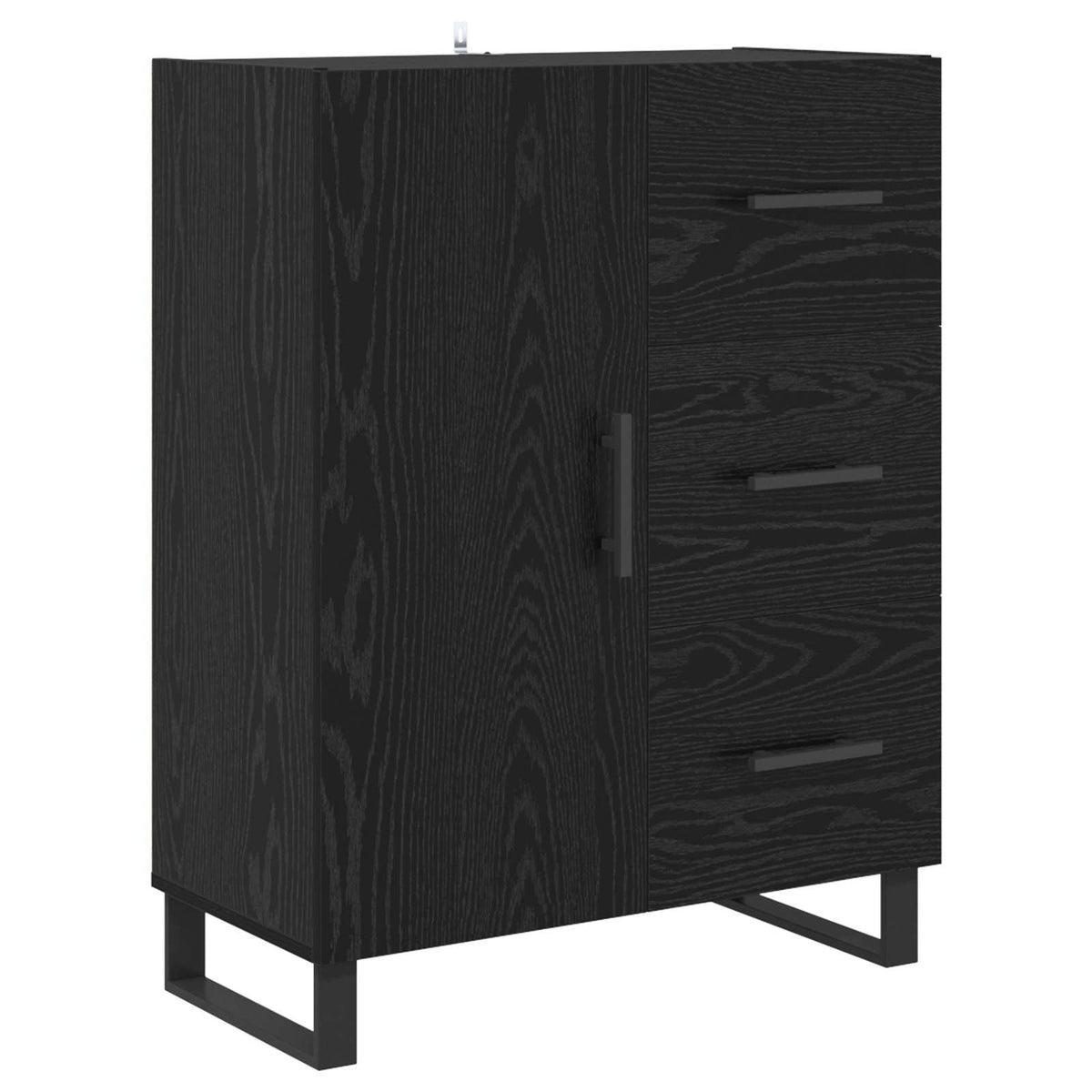 Highboard 69.5x34x180 cm Engineered Wood 1 Door 3 Drawers Black oak