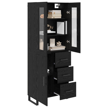 Highboard 69.5x34x180 cm Engineered Wood 1 Door 3 Drawers Black oak