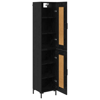 Highboard 34.5x34x180 cm Engineered Wood 1 Wood Door Black oak