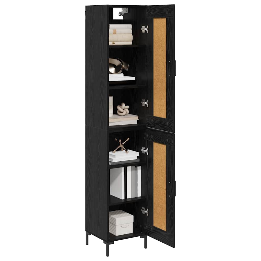 Highboard 34.5x34x180 cm Engineered Wood 1 Wood Door Black oak