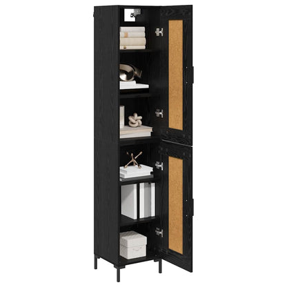Highboard 34.5x34x180 cm Engineered Wood 1 Wood Door Black oak