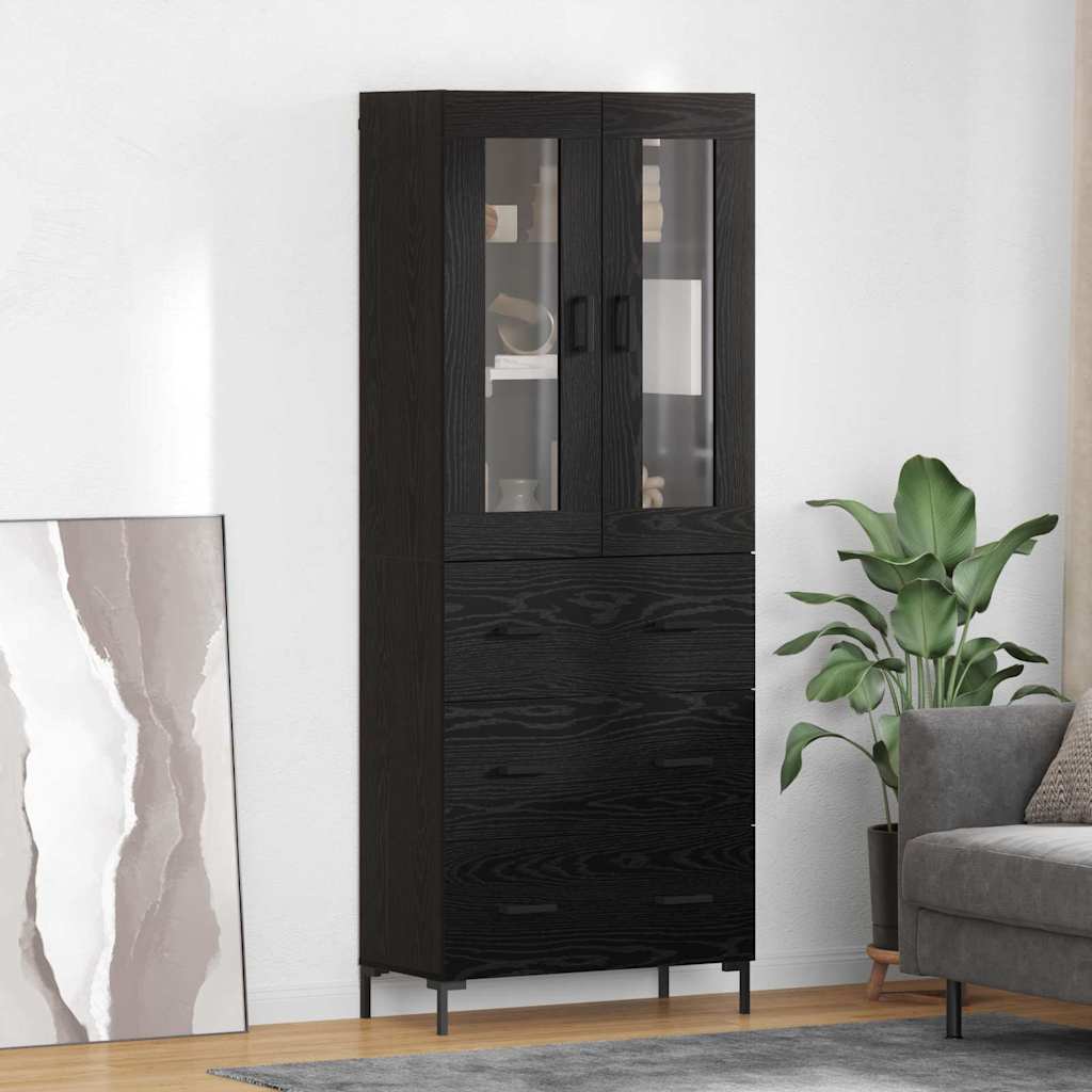 Highboard 69.5x34x180 cm Engineered Wood 3 Drawers Black oak