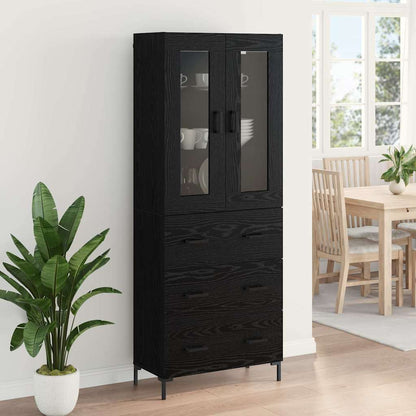 Highboard 69.5x34x180 cm Engineered Wood 3 Drawers Black oak