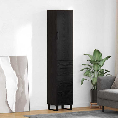 Highboard 34.5x34x180 cm Engineered Wood 3 Drawers Black oak
