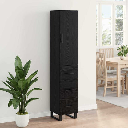 Highboard 34.5x34x180 cm Engineered Wood 3 Drawers Black oak