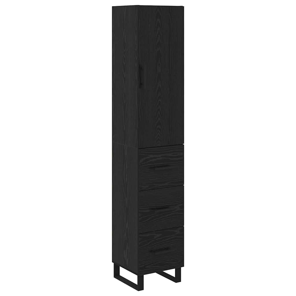 Highboard 34.5x34x180 cm Engineered Wood 3 Drawers Black oak