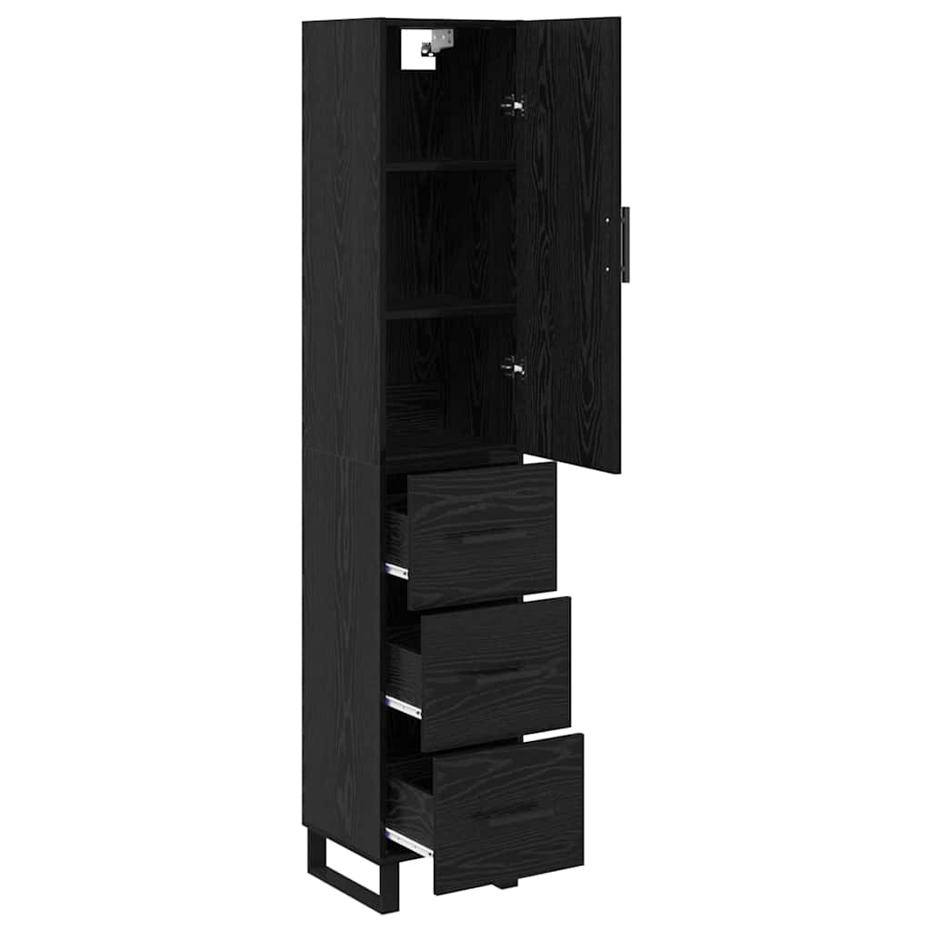 Highboard 34.5x34x180 cm Engineered Wood 3 Drawers Black oak