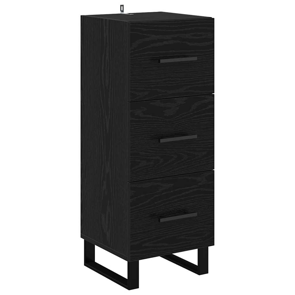 Highboard 34.5x34x180 cm Engineered Wood 3 Drawers Black oak