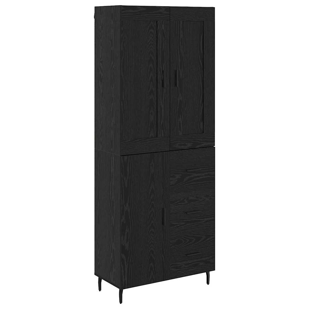 Highboard 69.5x34x180 cm Engineered Wood 1 Door 3 Drawers Black oak