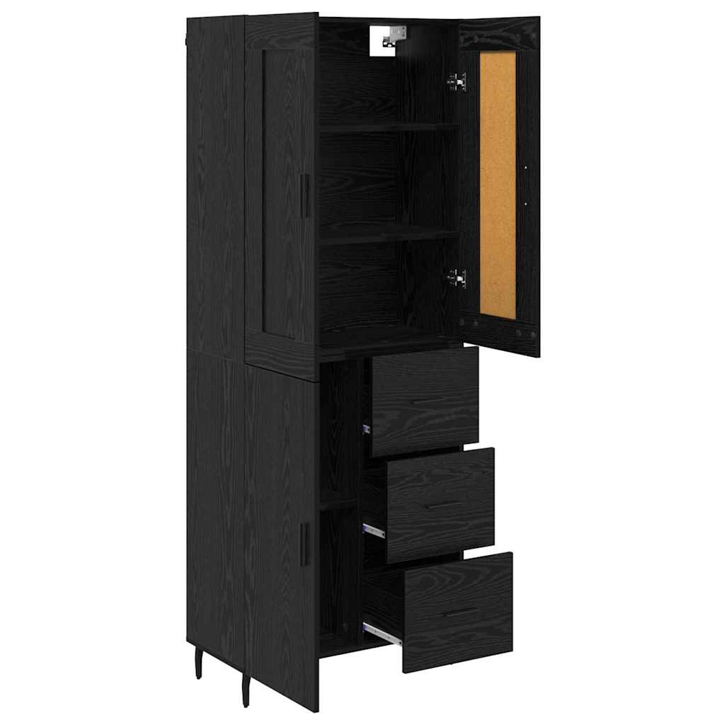 Highboard 69.5x34x180 cm Engineered Wood 1 Door 3 Drawers Black oak