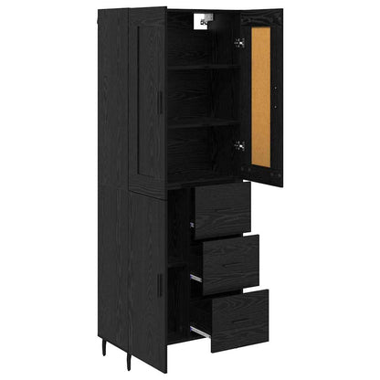 Highboard 69.5x34x180 cm Engineered Wood 1 Door 3 Drawers Black oak