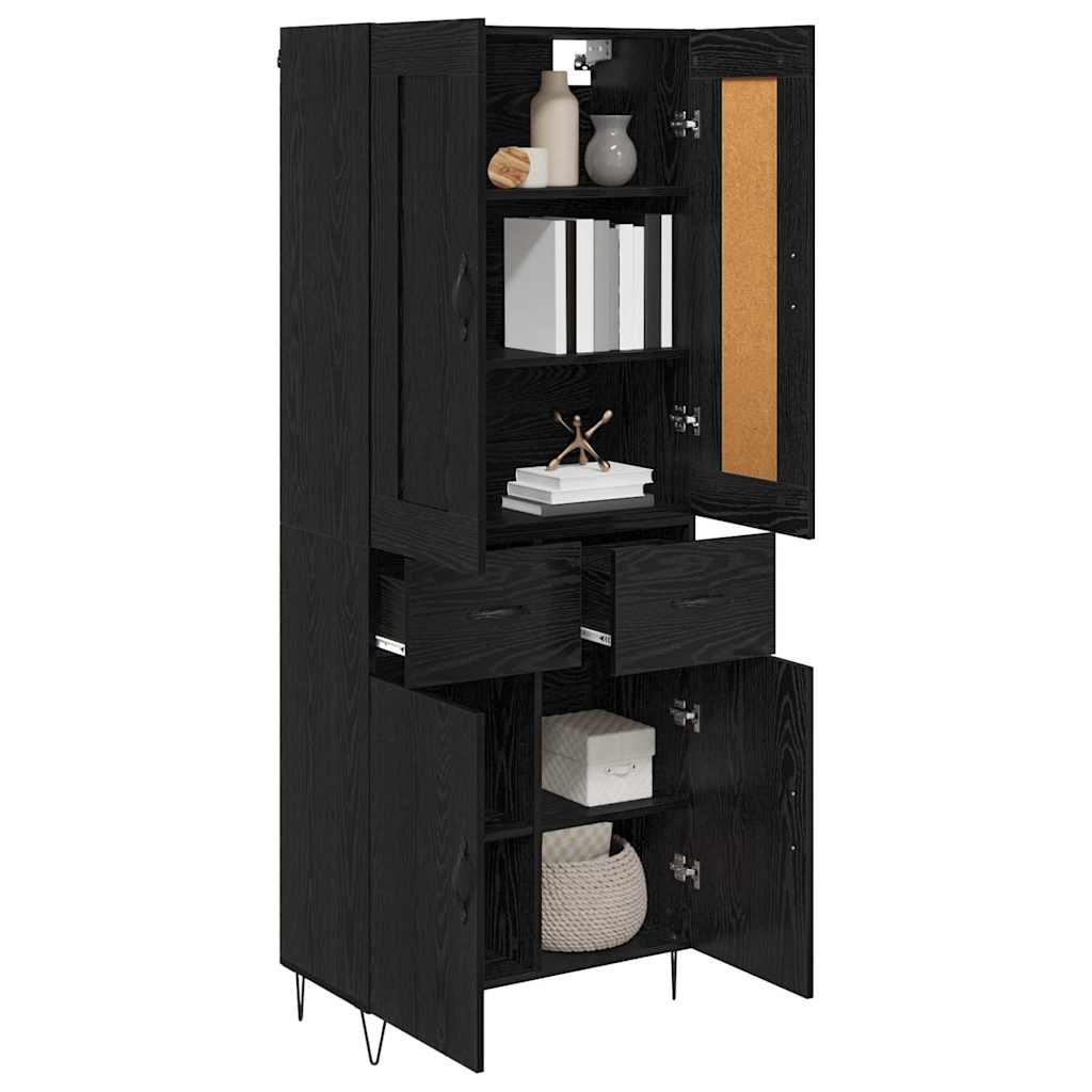 Highboard 69.5x34x180 cm Engineered Wood 2 Doors 2 Drawers Black oak