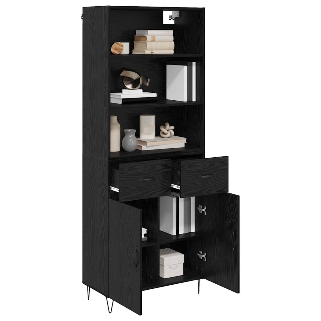 Highboard 69.5x34x180 cm Engineered Wood 2 Doors 2 Drawers Black oak