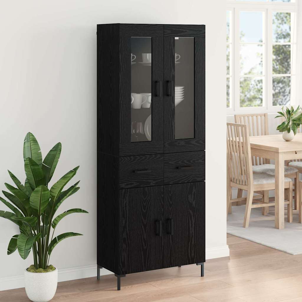 Highboard 69.5x34x180 cm Engineered Wood 2 Doors 2 Drawers Black oak