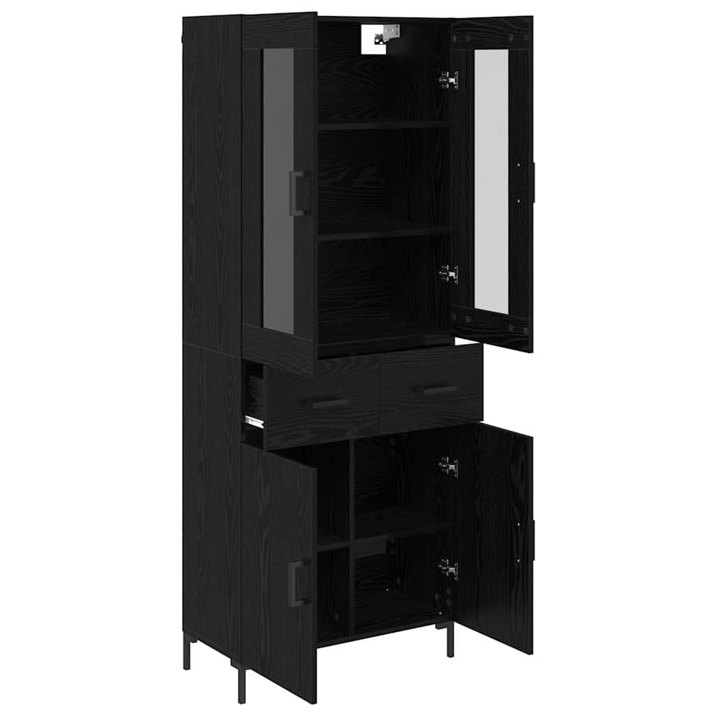 Highboard 69.5x34x180 cm Engineered Wood 2 Doors 2 Drawers Black oak