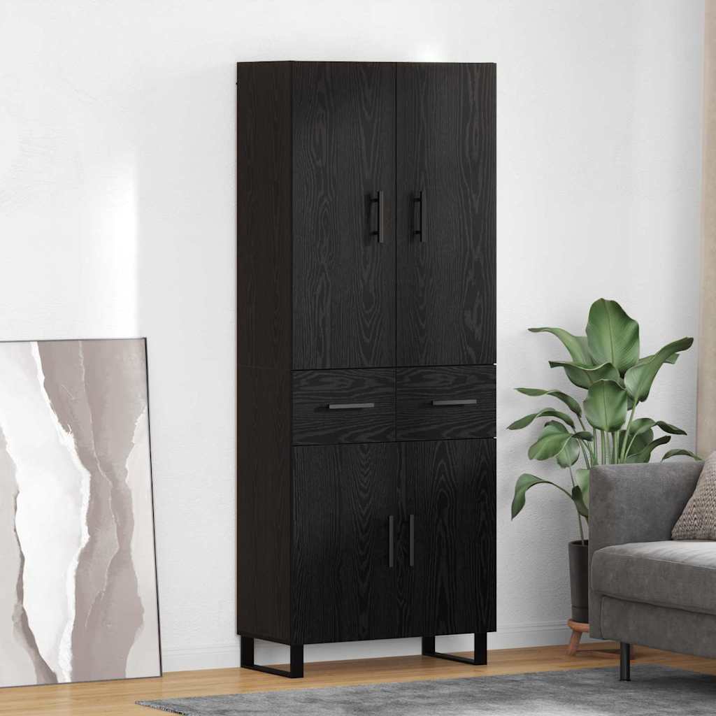 Highboard 69.5x34x180 cm Engineered Wood 2 Doors 2 Drawers Black oak
