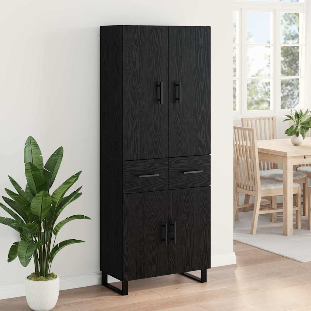 Highboard 69.5x34x180 cm Engineered Wood 2 Doors 2 Drawers Black oak