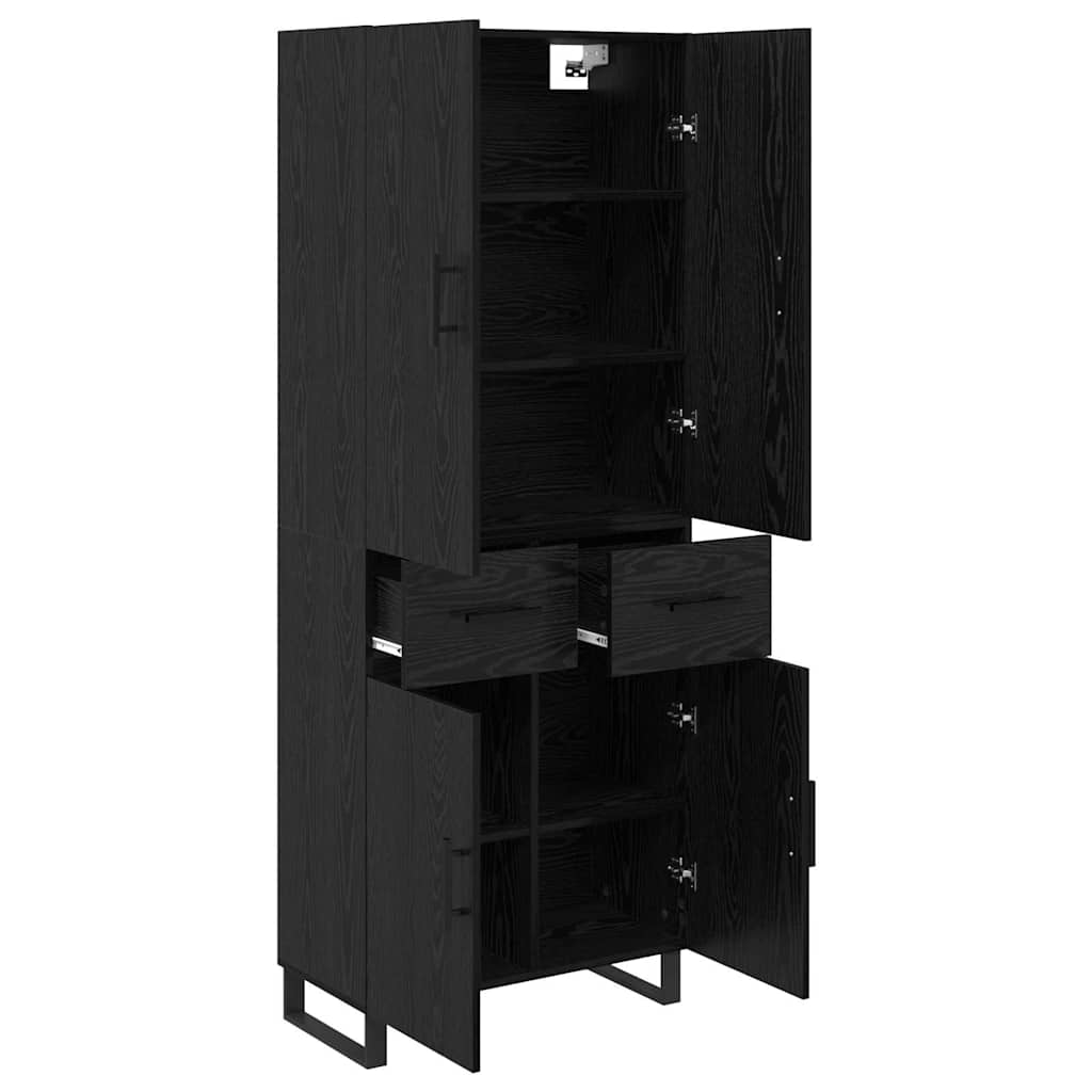 Highboard 69.5x34x180 cm Engineered Wood 2 Doors 2 Drawers Black oak