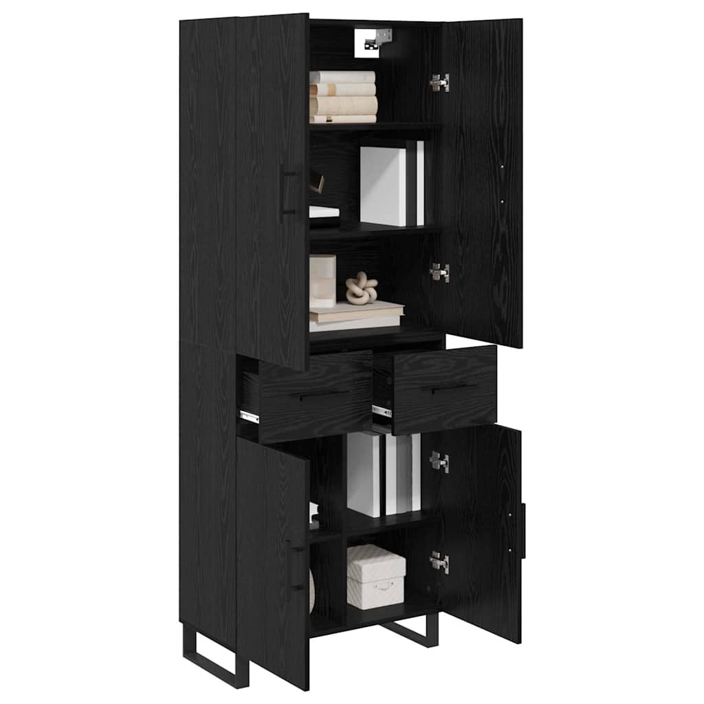 Highboard 69.5x34x180 cm Engineered Wood 2 Doors 2 Drawers Black oak