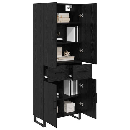 Highboard 69.5x34x180 cm Engineered Wood 2 Doors 2 Drawers Black oak