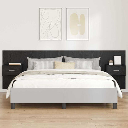 Bed Headboard with Cabinets Engineered Wood One Drawer Black oak
