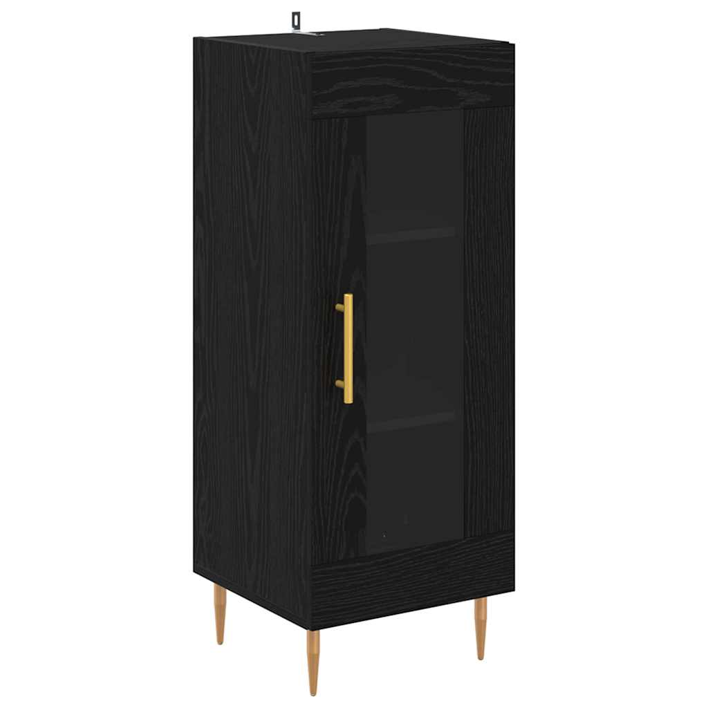 Highboard 34.5x34x180 cm Engineered Wood 1 Glass Door Black oak