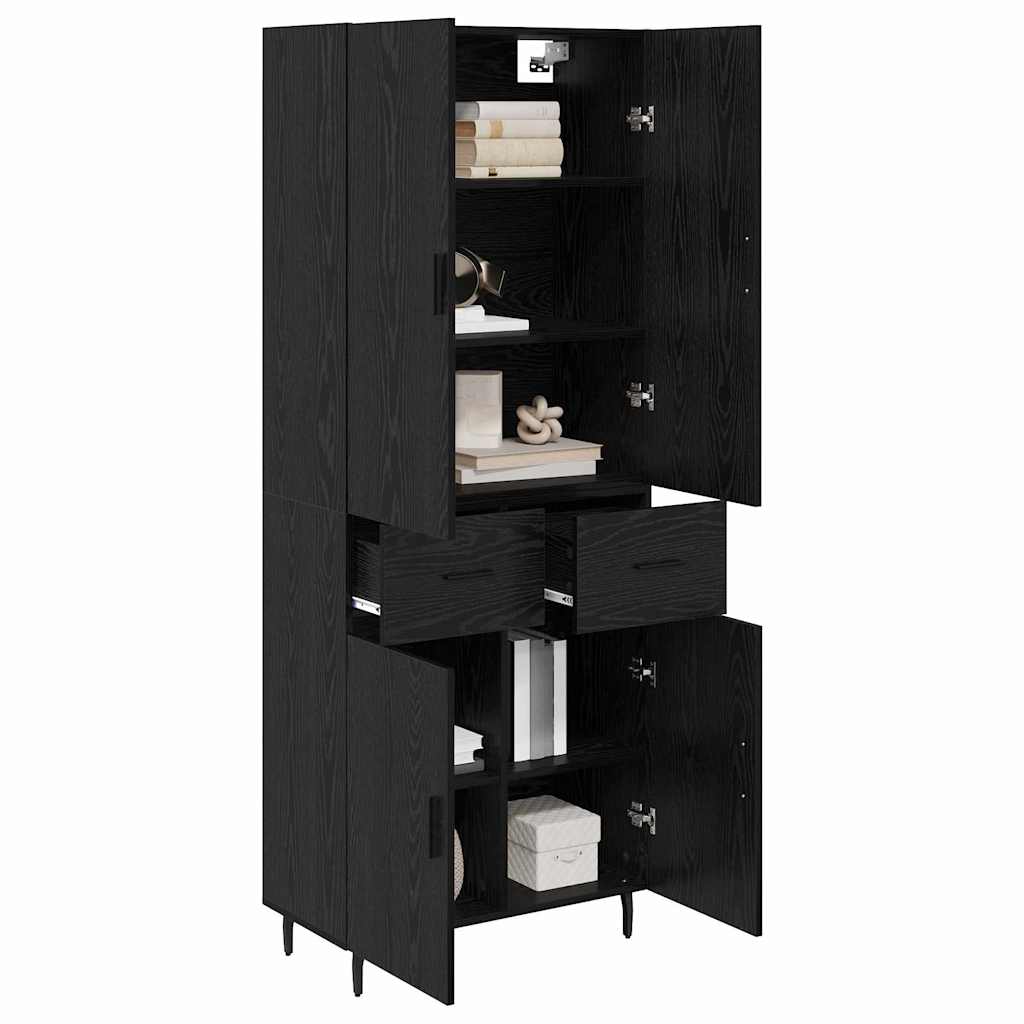 Highboard 69.5x34x180 cm Engineered Wood 2 Doors 2 Drawers Black oak