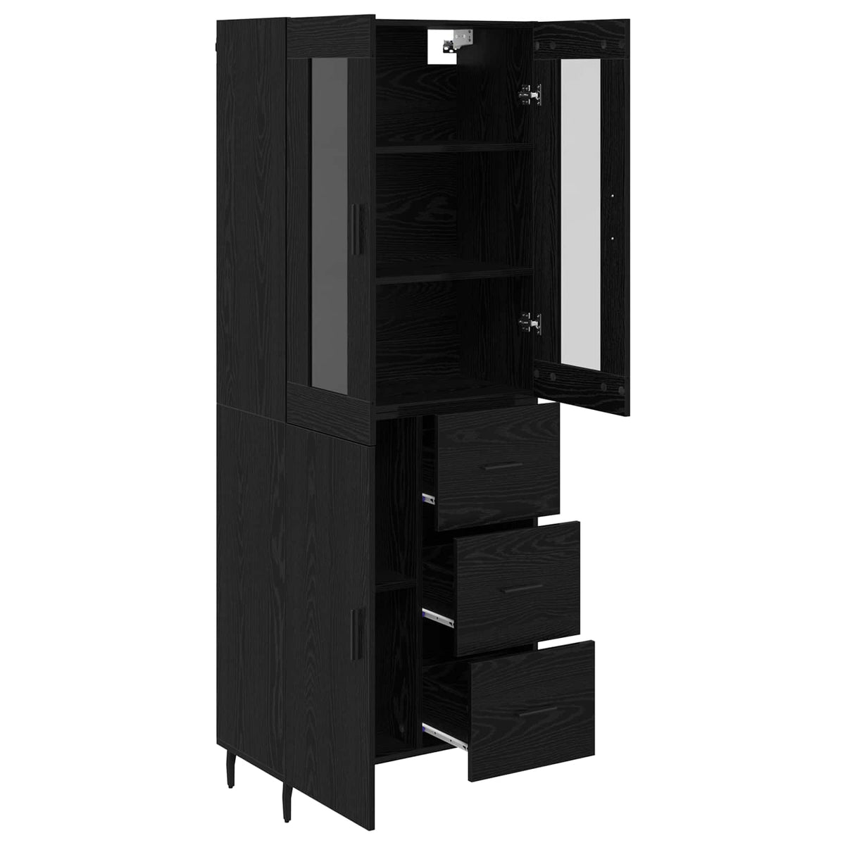 Highboard 69.5x34x180 cm Engineered Wood 1 Door 3 Drawers Black oak