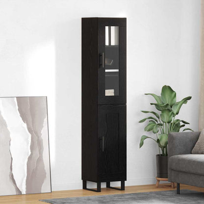 Highboard 34.5x34x180 cm Engineered Wood 1 Wood Door Black oak