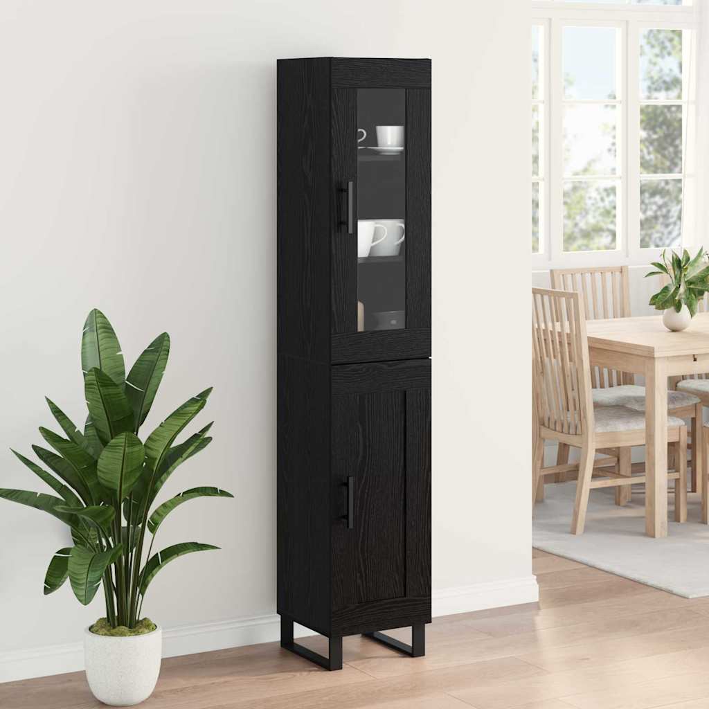 Highboard 34.5x34x180 cm Engineered Wood 1 Wood Door Black oak
