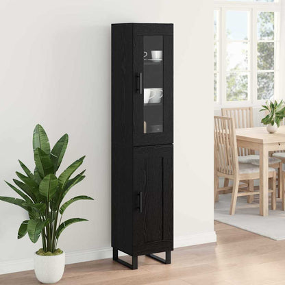 Highboard 34.5x34x180 cm Engineered Wood 1 Wood Door Black oak