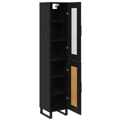 Highboard 34.5x34x180 cm Engineered Wood 1 Wood Door Black oak