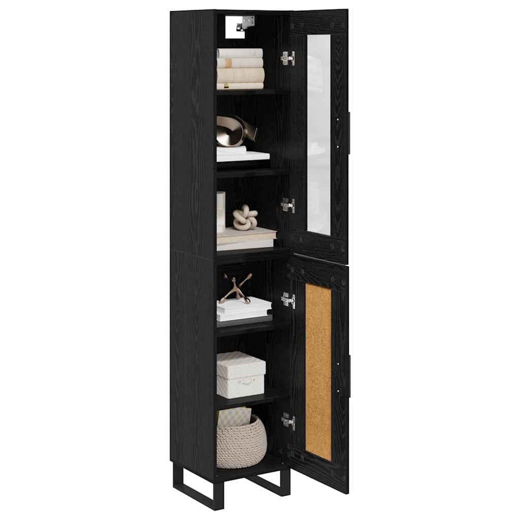 Highboard 34.5x34x180 cm Engineered Wood 1 Wood Door Black oak