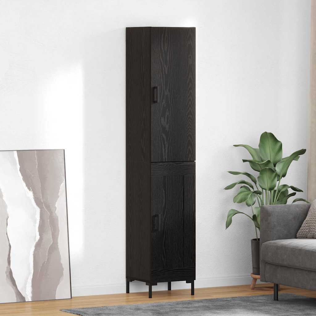 Highboard 34.5x34x180 cm Engineered Wood 1 Wood Door Black oak