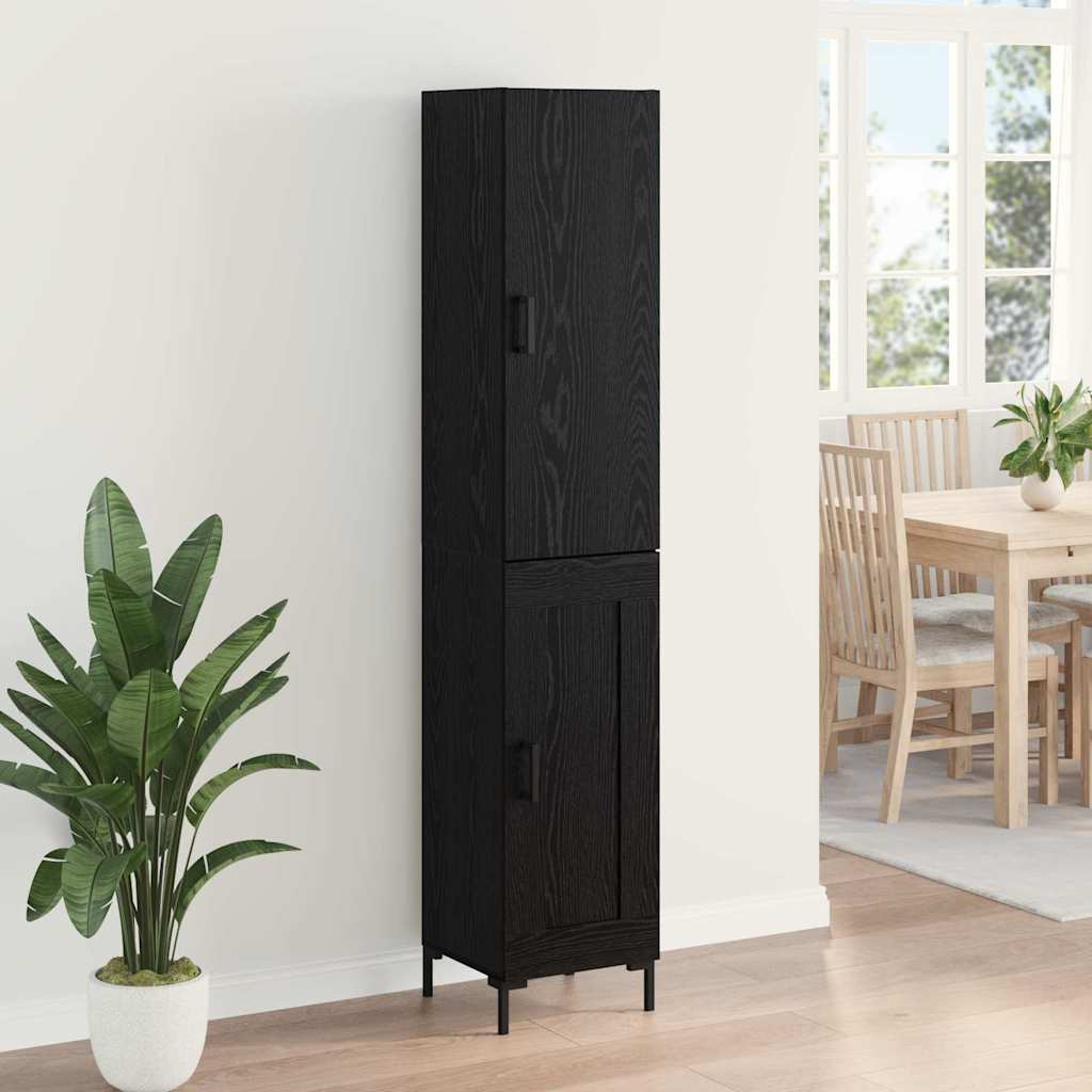 Highboard 34.5x34x180 cm Engineered Wood 1 Wood Door Black oak